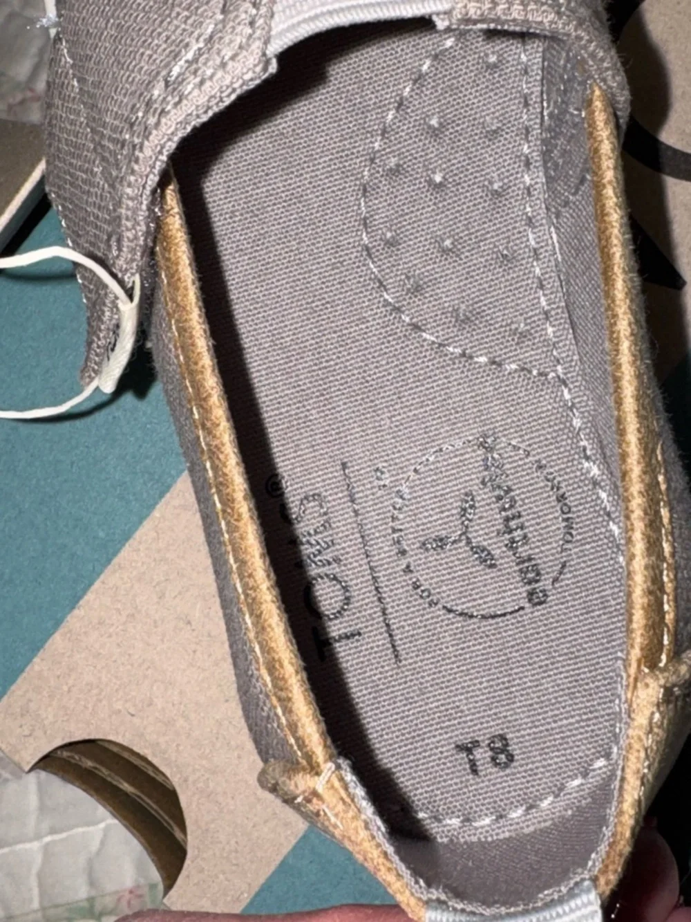 TOMS Tiny Alpargata Slip-On Shoes Gray Organic Cotton Size 8 Toddler NWT